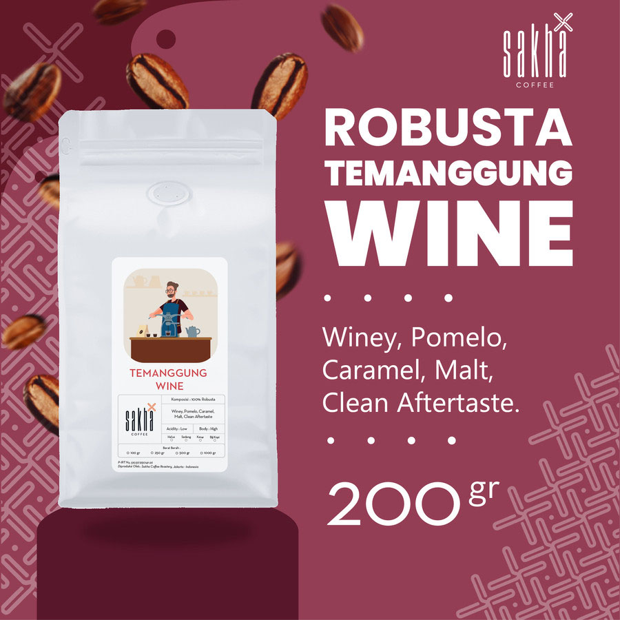 Biji Kopi Robusta Temanggung Wine Coffee Manual Brew Espresso 200 Gram-Kopi AyoGoweb