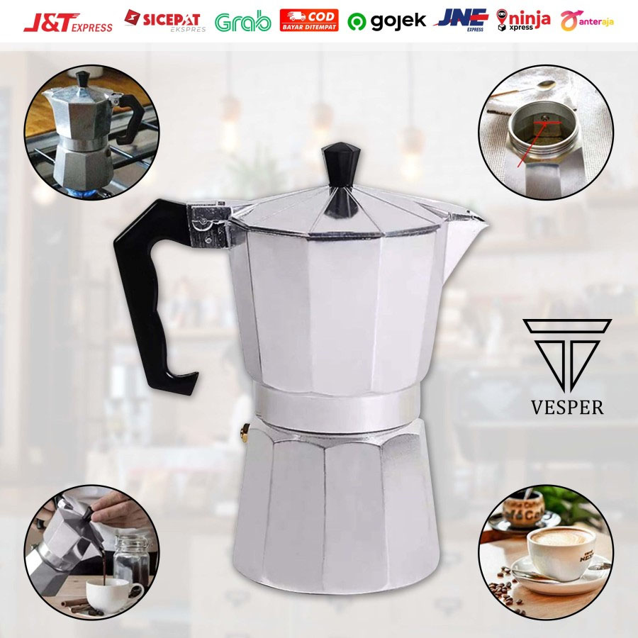 Moka pot 3 cup / mokapot alumunium 3cup / coffee pot / espresso maker-Kopi AyoGoweb