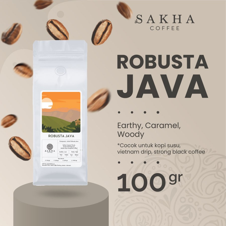 Kopi Robusta Java Origin Coffee Beans Sakha Roastery 100gr Biji Bubuk-Kopi AyoGoweb