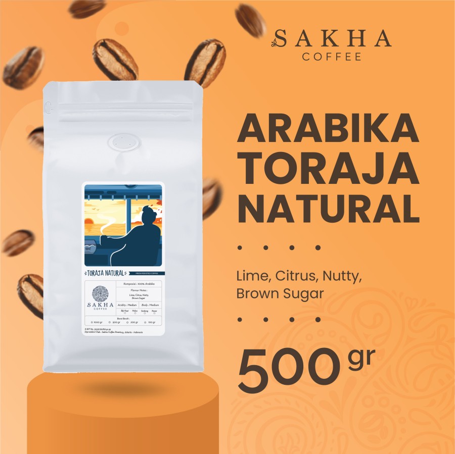 Kopi Arabika Toraja Natural Process Arabica Coffee Roast Beans 500gr-Kopi AyoGoweb